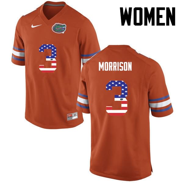 NCAA Florida Gators Antonio Morrison Women's #3 USA Flag Fashion Nike Orange Stitched Authentic College Football Jersey QFR3264DP